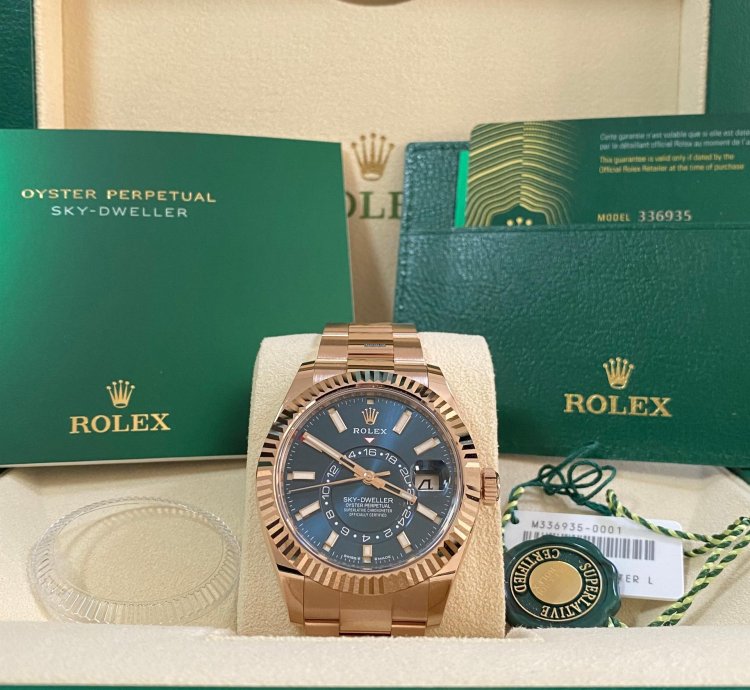 Rolex Sky-dweller New 2024 Unworn Sky-dweller Everose Gold Blue-green Dial Oyster 336935 Complete Set