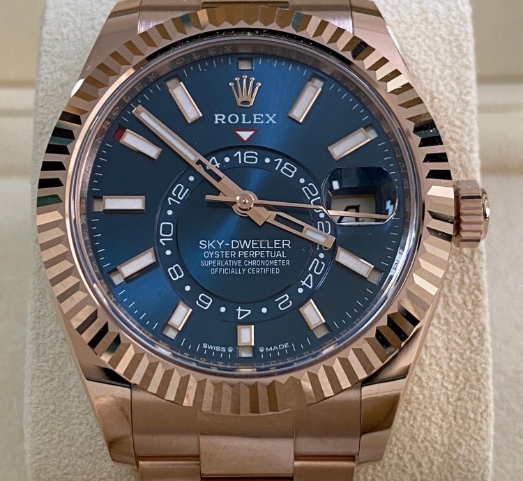 Rolex Sky-dweller New 2024 Unworn Sky-dweller Everose Gold Blue-green Dial Oyster 336935 Complete Set