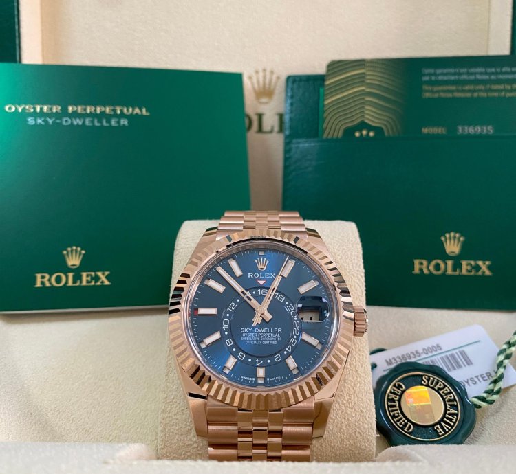 Rolex Sky-dweller New 2024 Unworn Sky-dweller Rose Gold Jubilee Blue Index Dial 336935 Complete Set