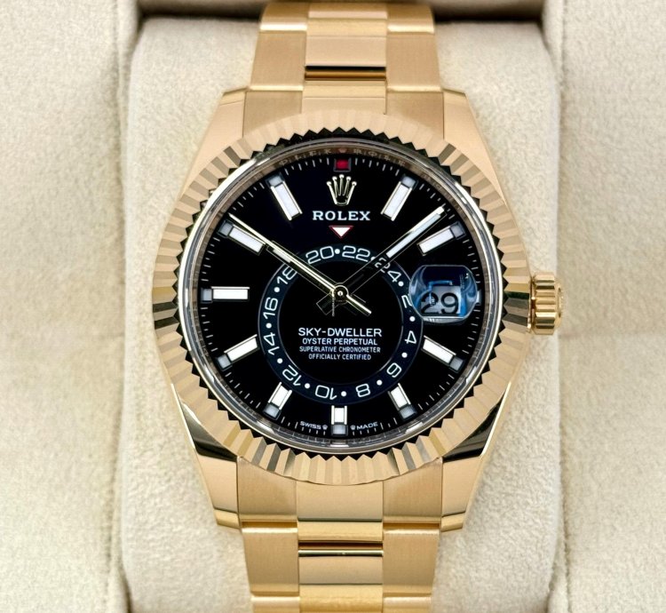 Rolex Sky-dweller New 2025 Sky-dweller 42mm 336938 Yellow Gold Oyster Black Dial