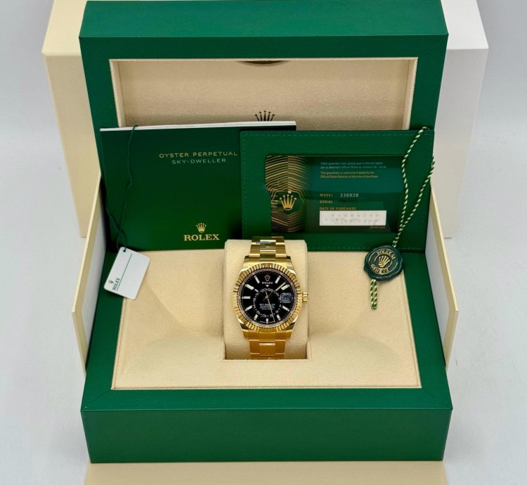 Rolex Sky-dweller New 2025 Sky-dweller 42mm 336938 Yellow Gold Oyster Black Dial