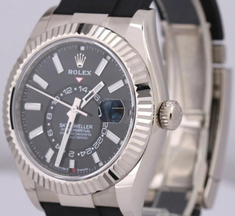 Rolex Sky-dweller New April 2025 Rolex Sky-dweller Black 18k White Gold Oysterflex 336239 Box