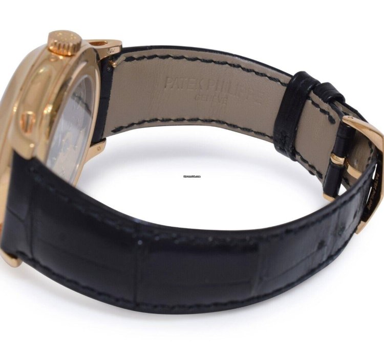 Patek Philippe Annual Calendar 5205 18k Rose Gold Black Dial Watch 13 5205r