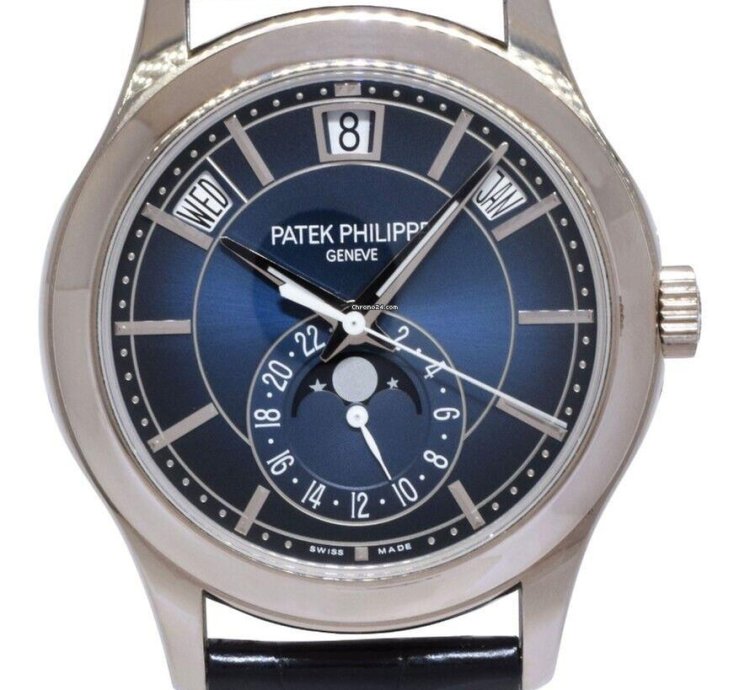 Patek Philippe Annual Calendar 5205 18k White Gold Blue Dial Watch 22 5205g