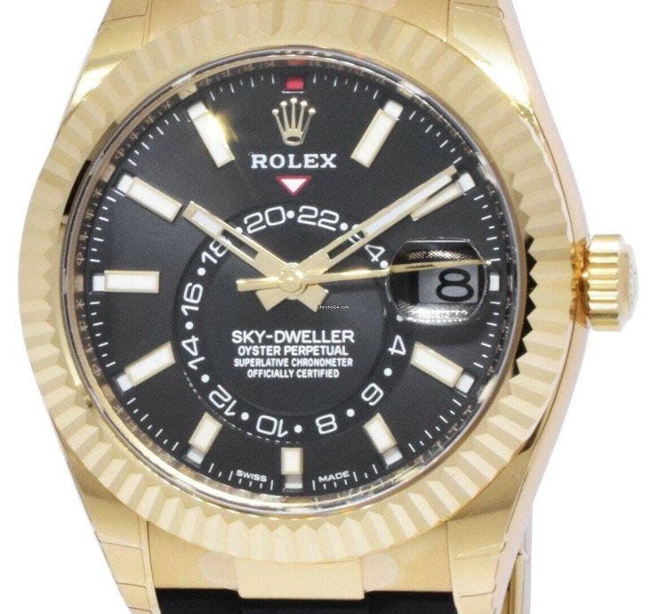 Rolex Sky-dweller New Rolex Sky-dweller Gmt 18k Yg Black Dial Rubber Strap Watch 22 326238
