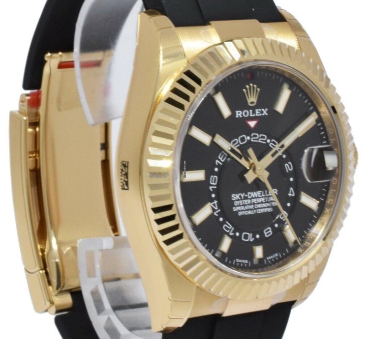 Rolex Sky-dweller New Rolex Sky-dweller Gmt 18k Yg Black Dial Rubber Strap Watch 22 326238