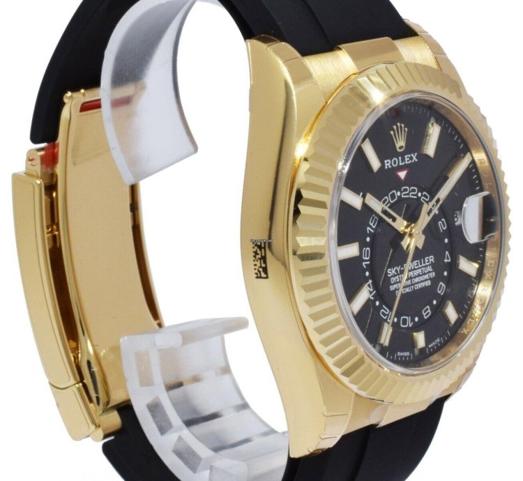Rolex Sky-dweller New Rolex Sky-dweller Gmt 18k Yg Black Dial Rubber Strap Watch 22 326238