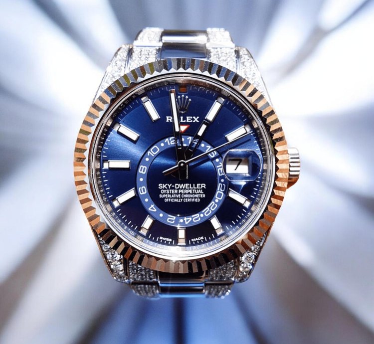 Rolex Sky-dweller Oyster Blue Dial Custom Diamond-set - Iced Out