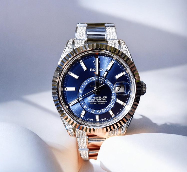 Rolex Sky-dweller Oyster Blue Dial Custom Diamond-set - Iced Out