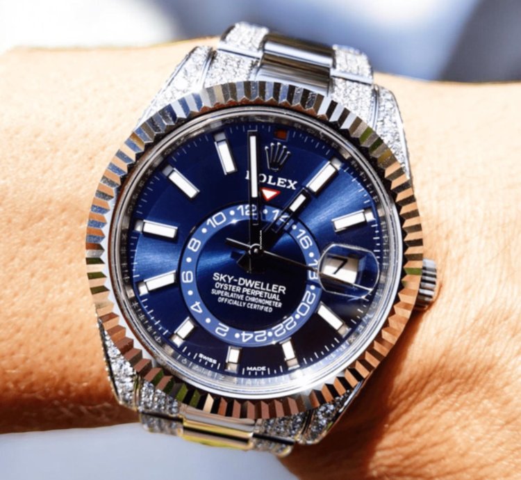Rolex Sky-dweller Oyster Blue Dial Custom Diamond-set - Iced Out