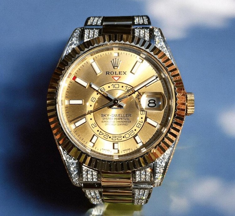 Rolex Sky-dweller Oyster Champagne Dial Custom Diamond-set - Iced Out
