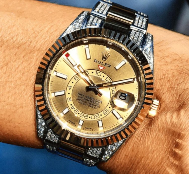 Rolex Sky-dweller Oyster Champagne Dial Custom Diamond-set - Iced Out