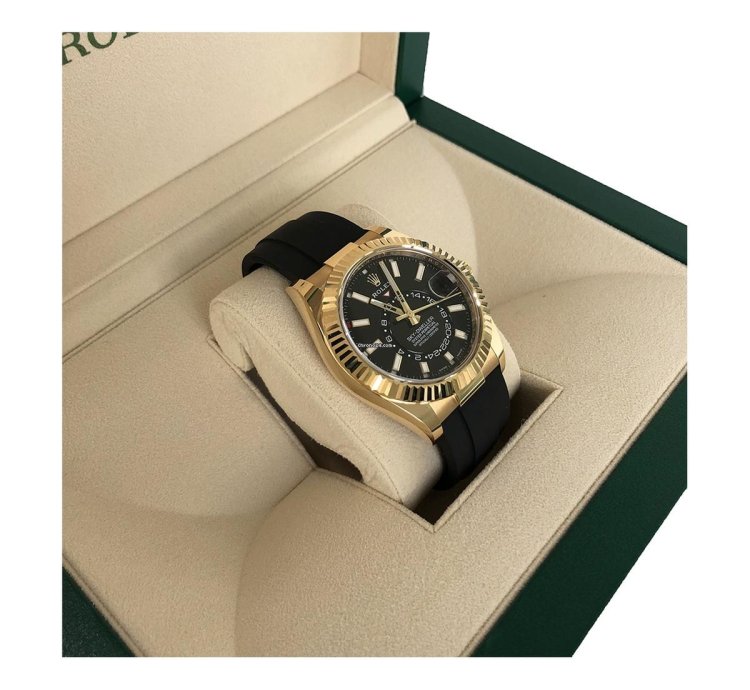 Rolex Sky-dweller Oysterflex Yellow Gold Black Dial 326238-0009 new Unworn