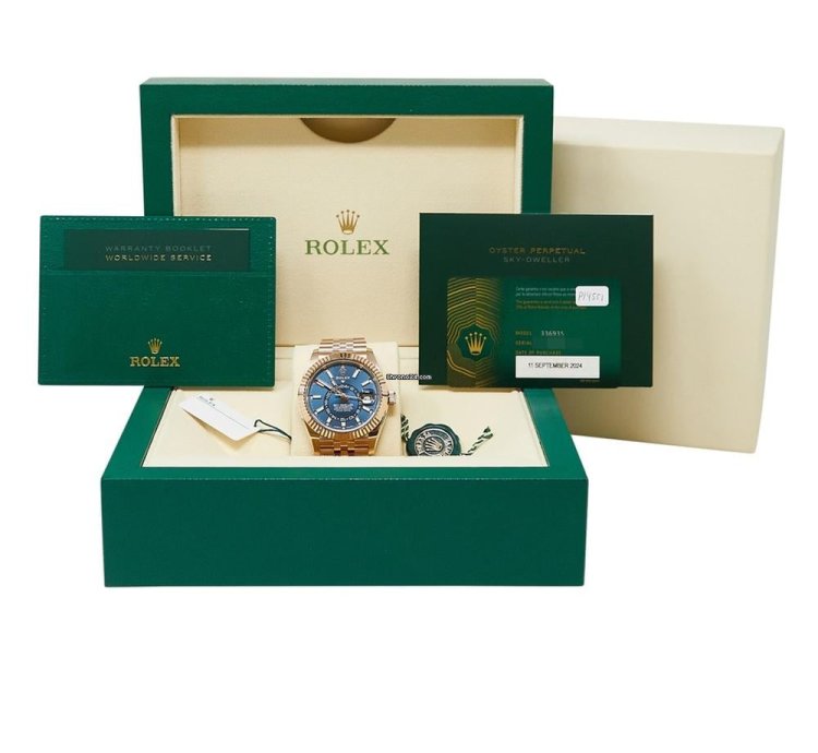 Rolex Sky-dweller Rose Gold Blue Dial On Jubilee Complete Set Unworn 2024