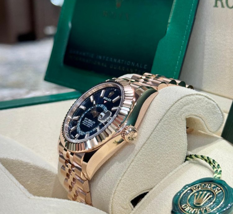 Rolex Sky-dweller Rose Gold Blue-green Dial Jubilee 2024 Full Set