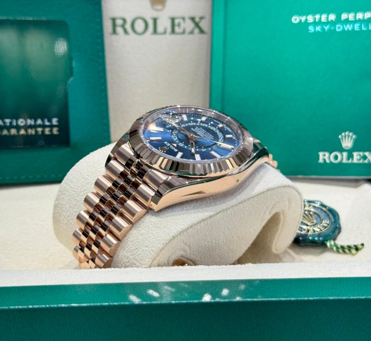 Rolex Sky-dweller Rose Gold Blue-green Dial Jubilee 2024 Full Set
