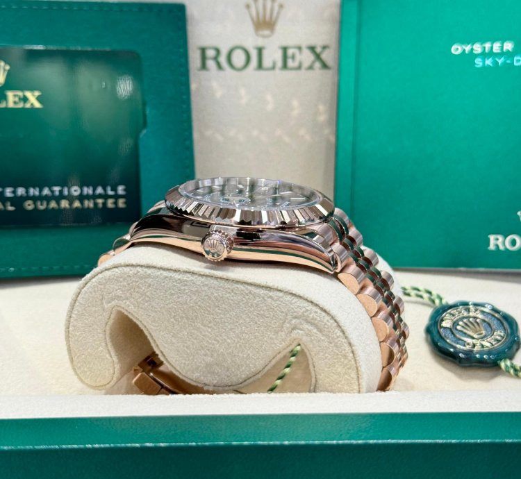 Rolex Sky-dweller Rose Gold Blue-green Dial Jubilee 2024 Full Set