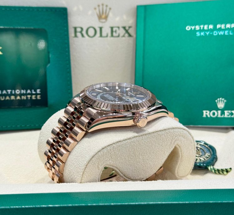 Rolex Sky-dweller Rose Gold Blue-green Dial Jubilee 2024 Full Set