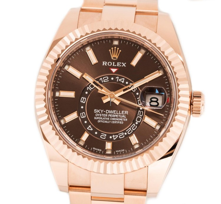 Rolex Sky-dweller Rose Gold Chocolate Dial