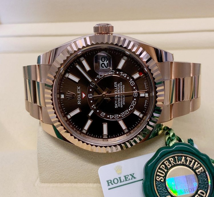 Rolex Sky-dweller Rose Gold Chocolate Dial
