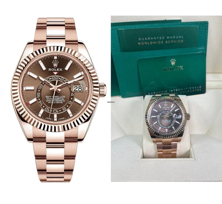 Rolex Sky-dweller Rose Gold Chocolate Dial Sky Dweller Index Dial