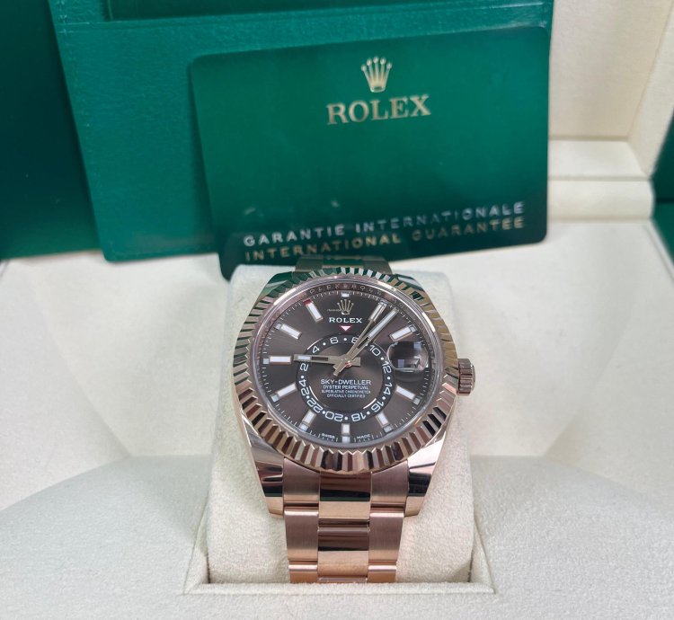Rolex Sky-dweller Rose Gold Chocolate Dial Sky Dweller Index Dial