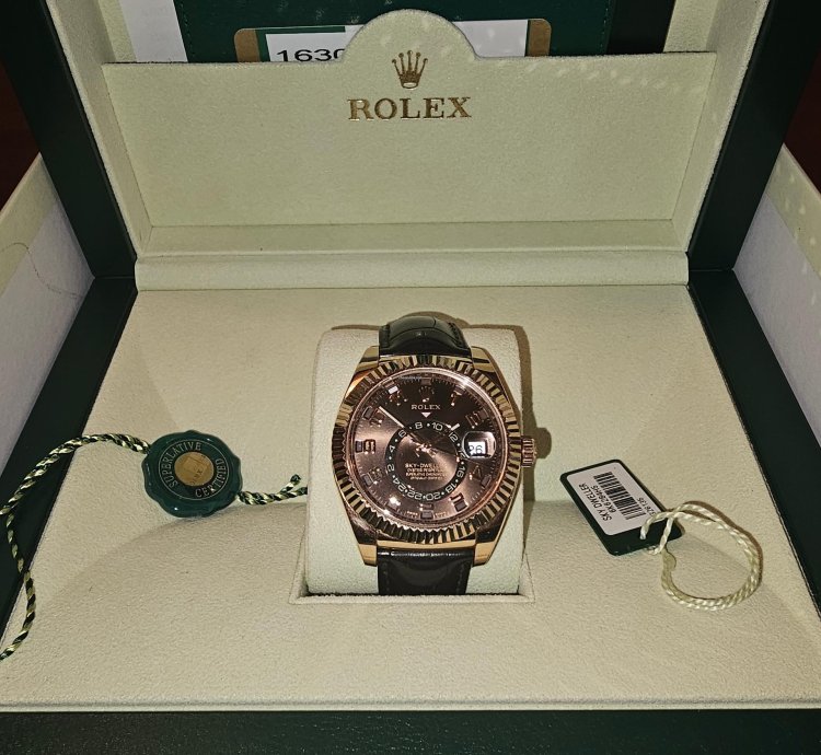 Rolex Sky-dweller Rose Gold Chocolate Face Leather Band