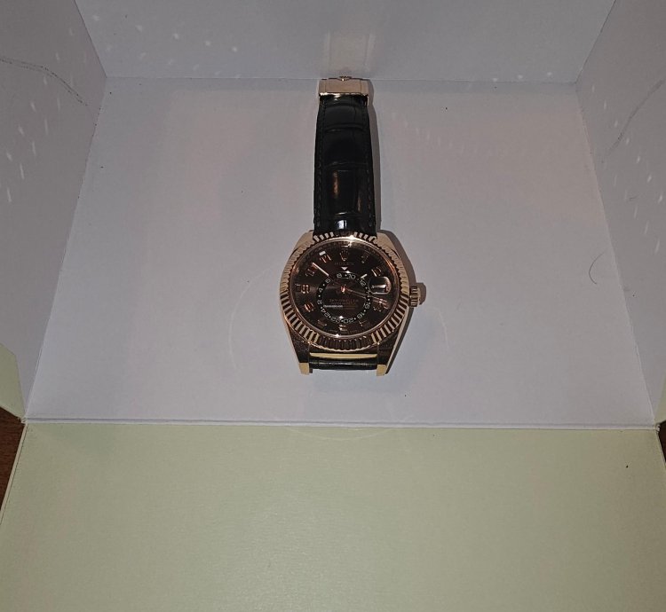 Rolex Sky-dweller Rose Gold Chocolate Face Leather Band