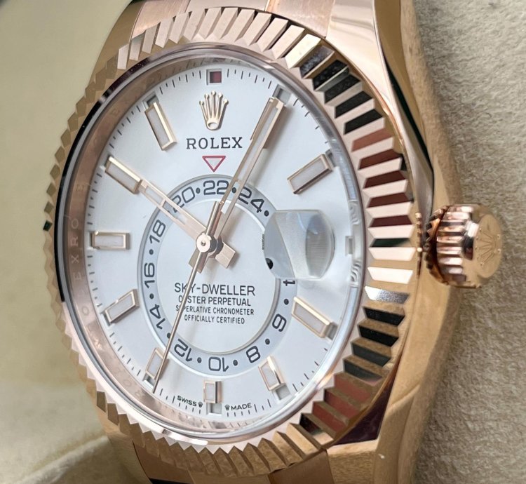 Rolex Sky-dweller Rose Gold Ivory White Index Dial Oysterflex 336235 Unworn 2024