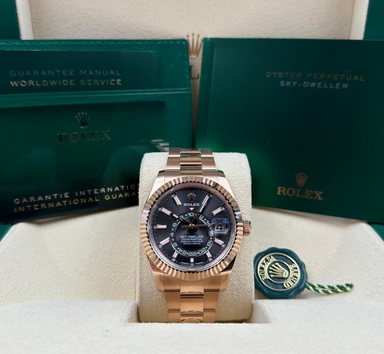 Rolex Sky-dweller Rose Gold Rhodium Dial Oyster Bracelet 336935 Unworn 2023
