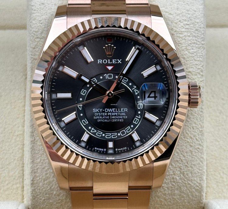Rolex Sky-dweller Rose Gold Rhodium Dial Oyster Bracelet 336935 Unworn 2023