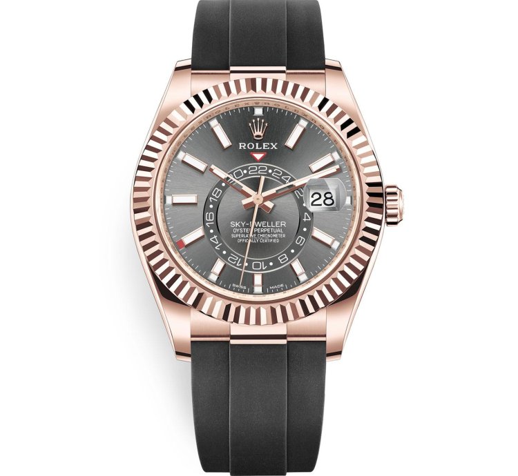 Rolex Sky-dweller Rose Gold Rhodium Dial Oysterflex Unworn 2023