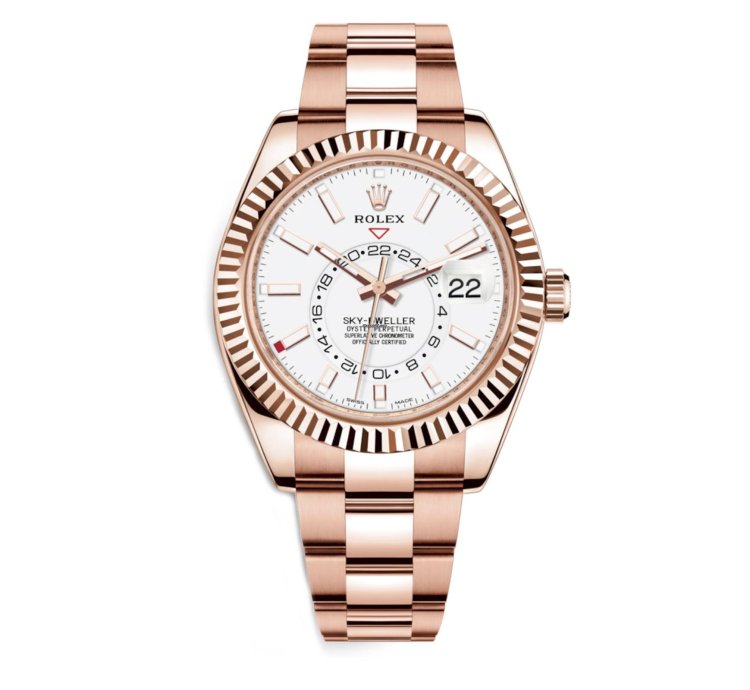 Rolex Sky-dweller Rose Gold Sky-dweller Watch - White Index Dial - Oyster Bracelet 326935