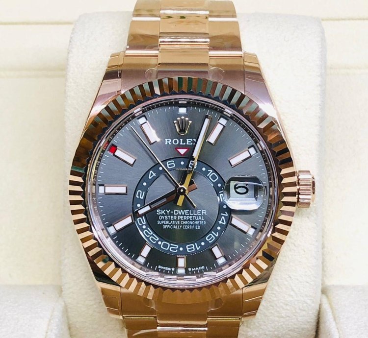 Rolex Sky-dweller Rose Gold Slate Dial 42mm