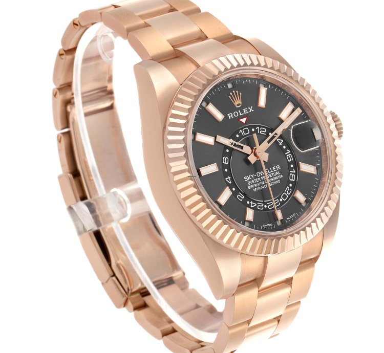 Rolex Sky-dweller Rose Gold Slate Dial Mens Watch 326935 Unworn