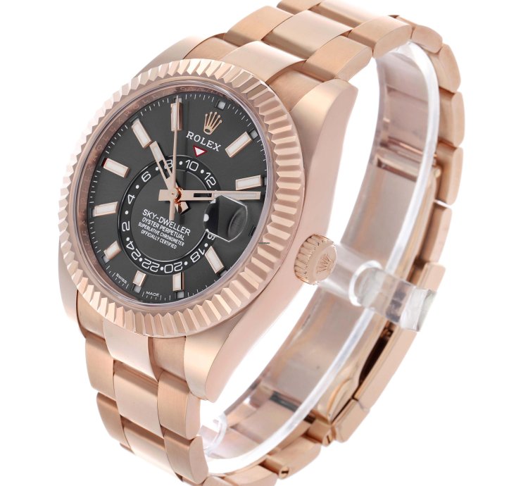Rolex Sky-dweller Rose Gold Slate Dial Mens Watch 326935 Unworn