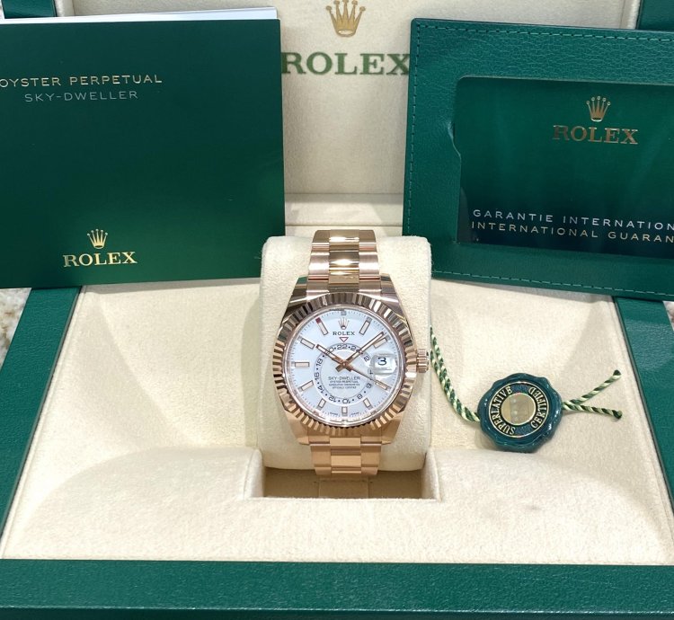 Rolex Sky-dweller Rose Gold White Dial 2022 Full Set