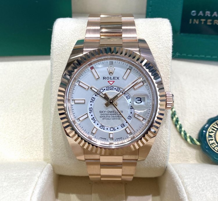Rolex Sky-dweller Rose Gold White Dial 2022 Full Set