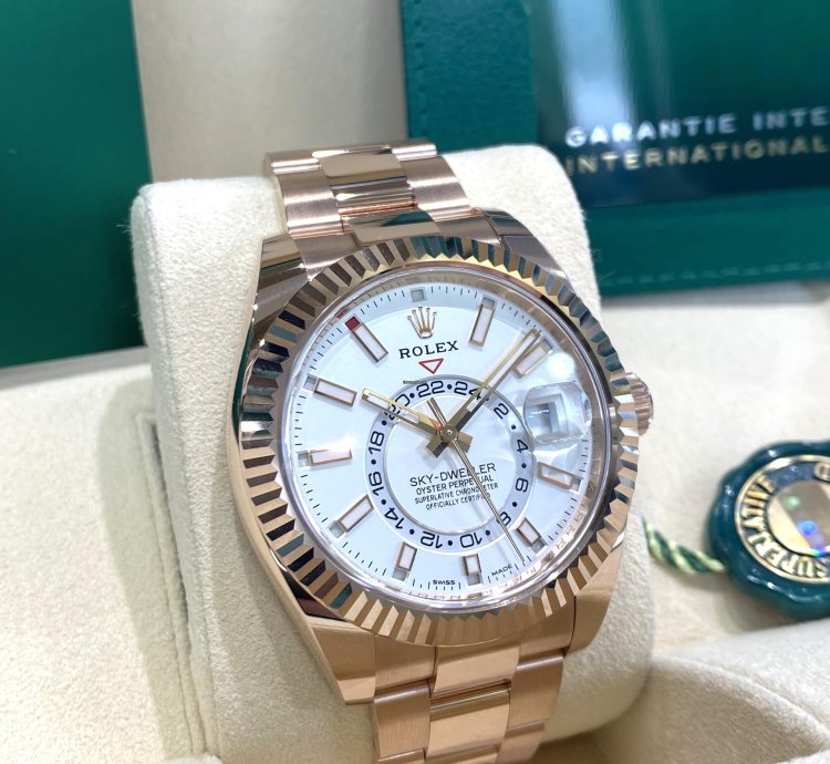 Rolex Sky-dweller Rose Gold White Dial 2022 Full Set