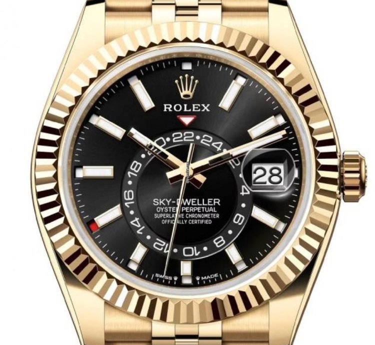 Rolex Sky-dweller Unworn Sky-dweller 42mm Black Dial Yellow Gold Jubilee Bracelet 336938 Box Papers 2024