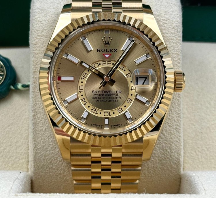 Rolex Sky-dweller Unworn Sky-dweller 42mm Champagne Dial Yellow Gold Jubilee 336938 Box Papers 2024