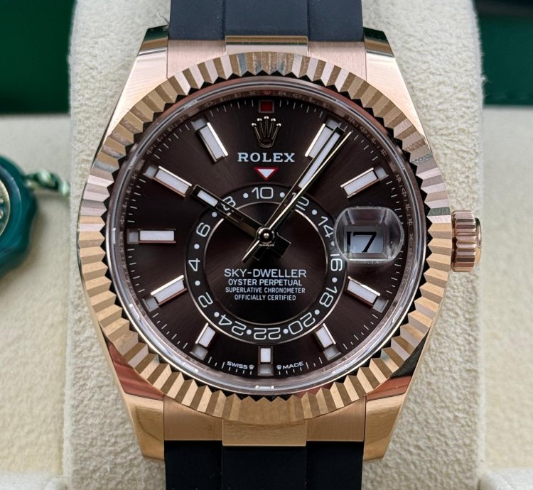 Rolex Sky-dweller Unworn Sky-dweller 42mm Chocolate Dial Rose Gold Oysterflex 336235 Box Papers 2024