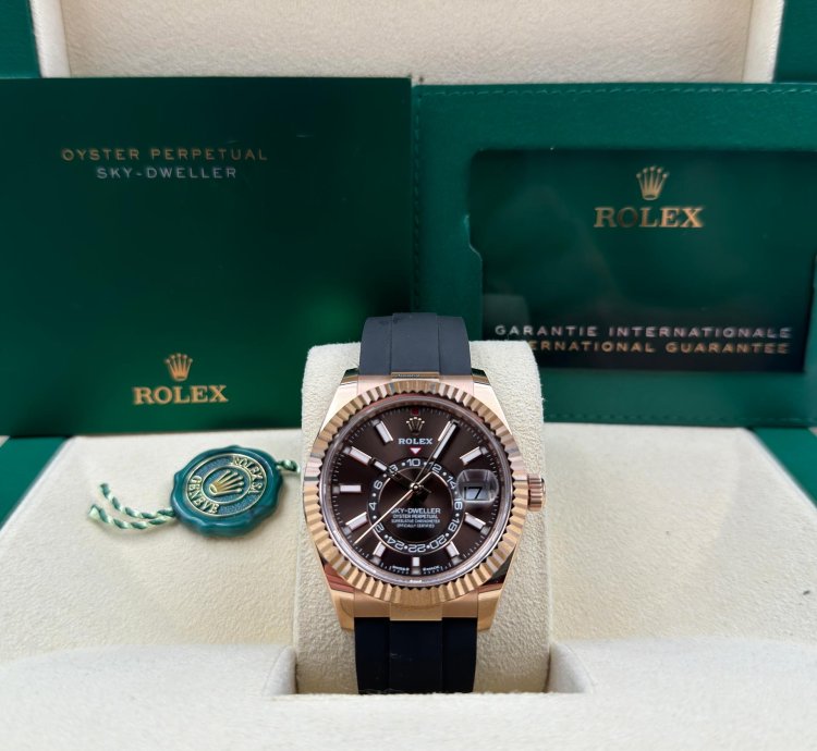 Rolex Sky-dweller Unworn Sky-dweller 42mm Chocolate Dial Rose Gold Oysterflex 336235 Box Papers 2024