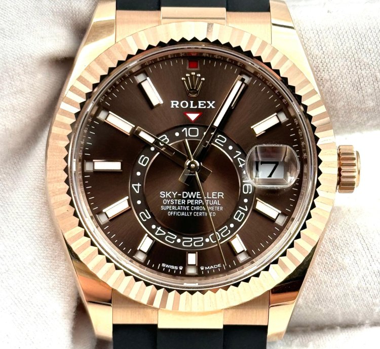 Rolex Sky-dweller Unworn Sky-dweller 42mm Chocolate Dial Rose Gold Oysterflex 336235 Box Papers 2024