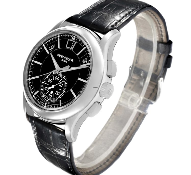 Patek Philippe Annual Calendar Chronograph Complications Annual Calendar Black Dial Platinum Watch 5905