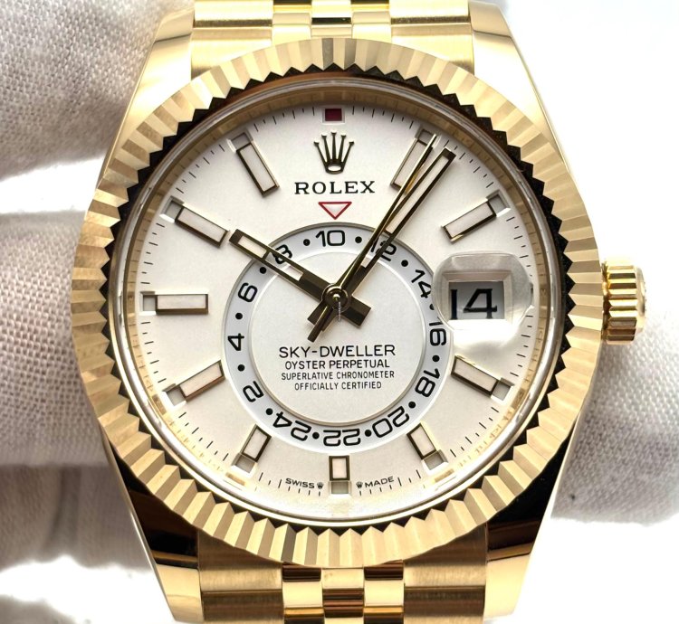 Rolex Sky-dweller White Dial Yellow Gold Jubilee Bracelet 336938 Unworn 2025