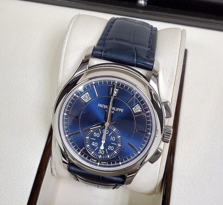 Patek Philippe Annual Calendar Chronograph Complications Annual Calendar Blue Baguette 5905p 001 Box Papers
