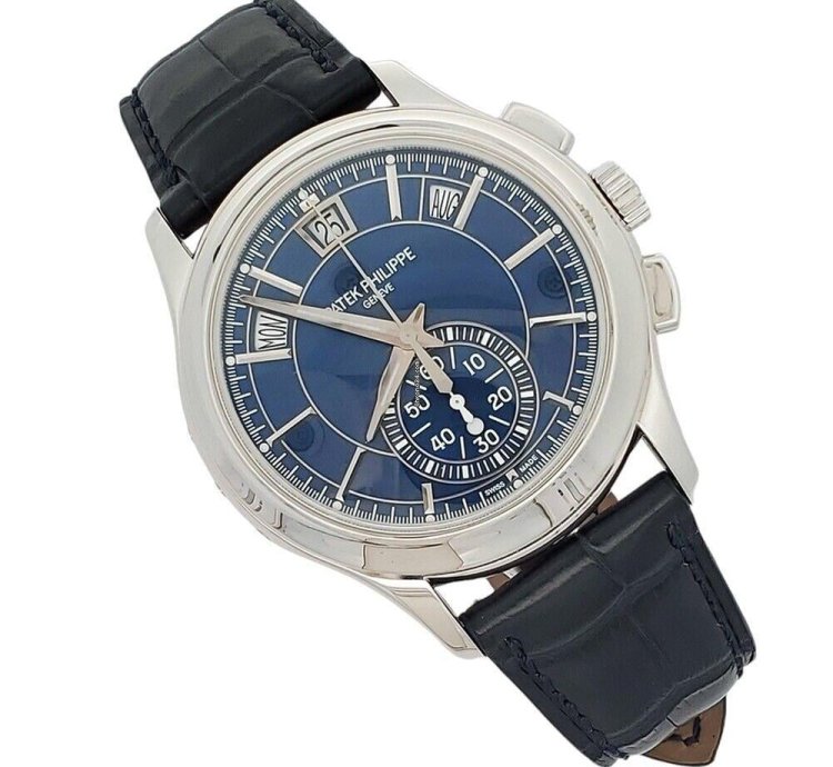 Patek Philippe Annual Calendar Chronograph Complications Annual Calendar Blue Baguette 5905p 001 Box Papers