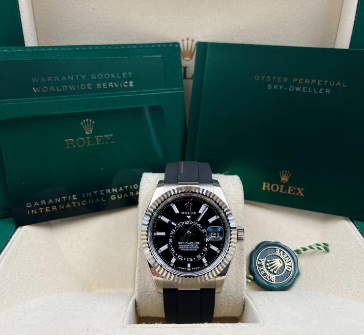 Rolex Sky-dweller White Gold Black Dial Oysterflex Strap 336239 Unworn 2024