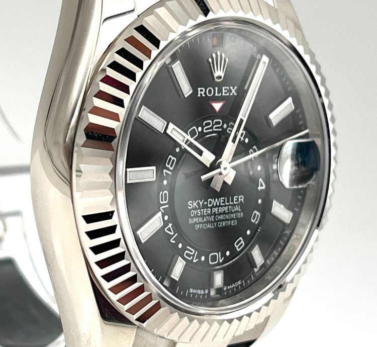 Rolex Sky-dweller White Gold Black Dial Oysterflex Strap 336239 Unworn 2024